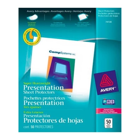 Avery Dennison Avery Diamond Clear Top Loading Sheet Protector, Super Heavy Weight, 8-1/2inW x 11inH, 50/PK 74130